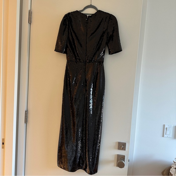 NWT - SALONI black gathered sequined tulle midi dress size US 2 - Picture 9 of 9